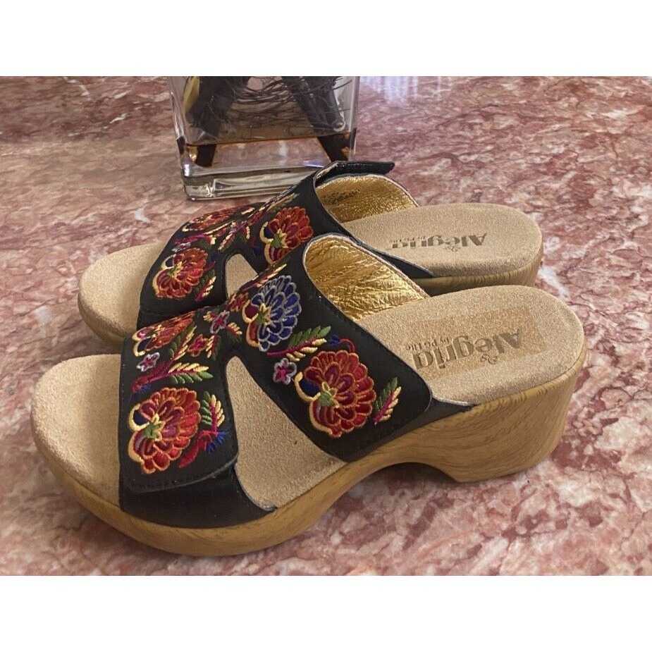 New Alegria Lin Embroidered Multicolor Leather Slip-On Wedge Sandals Eu 38 /Us 8 — image 5 of 8
